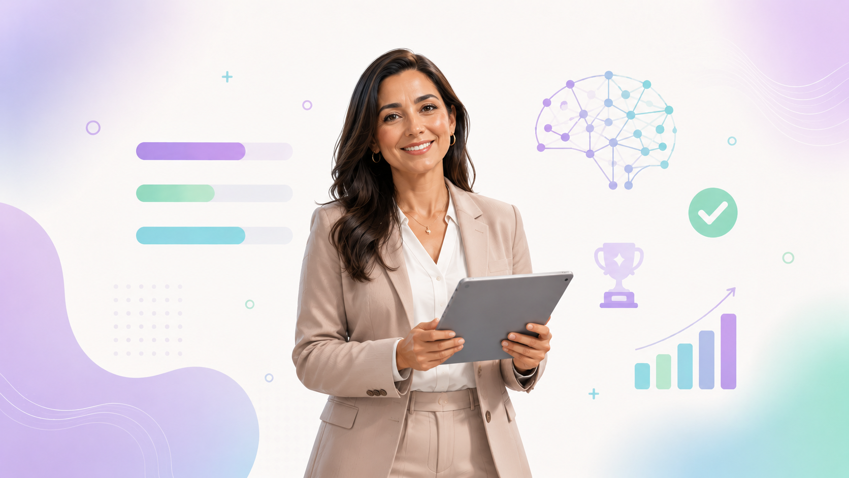 Docente usando Tutor Ascenso Docente en una tableta